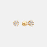 Lucky Clover Diamant Stud Piercing 14k goud, Objet Dore