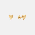 Hammered Hart Stud Piercing 14 karaat goud, Objet Dore