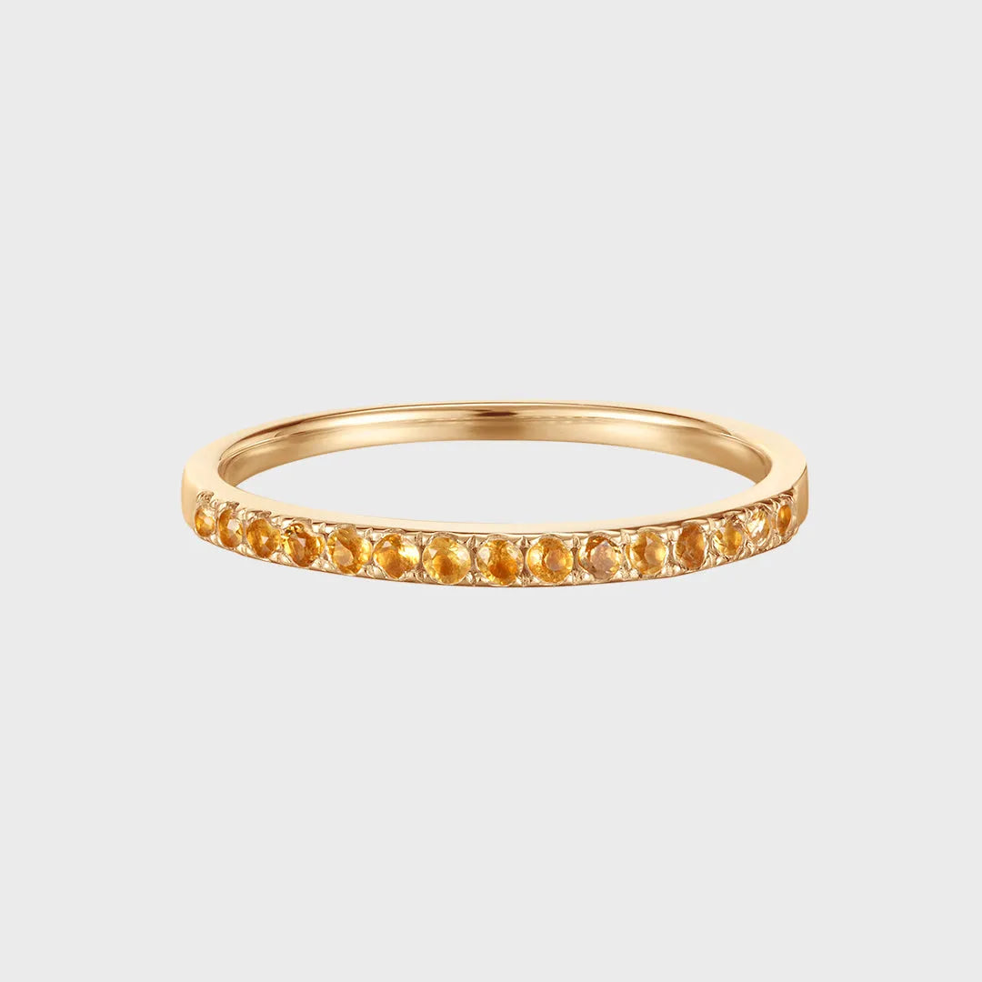 Geboortesteen November - Citrien Alliance Pavé Ring 14 karaat goud, Objet Dore