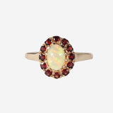 Hallie – Vintage 9k Opaal & Granaat cluster ring
