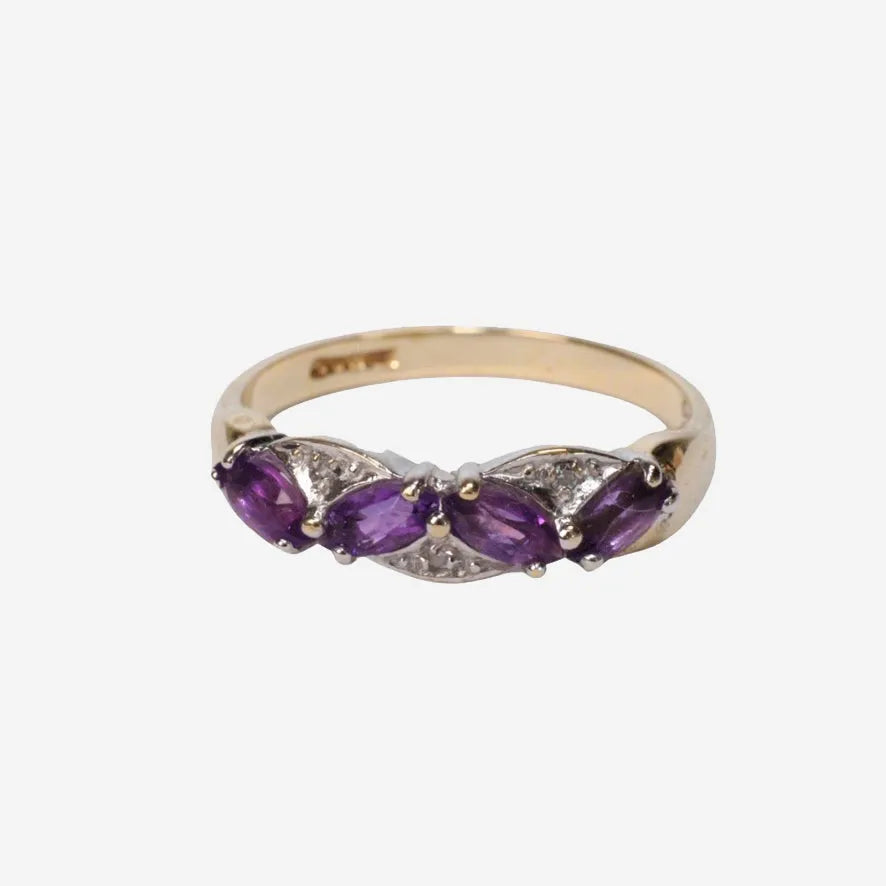 Louise – Vintage 9k Amethyst & Diamant alliance ring, Objet Dore