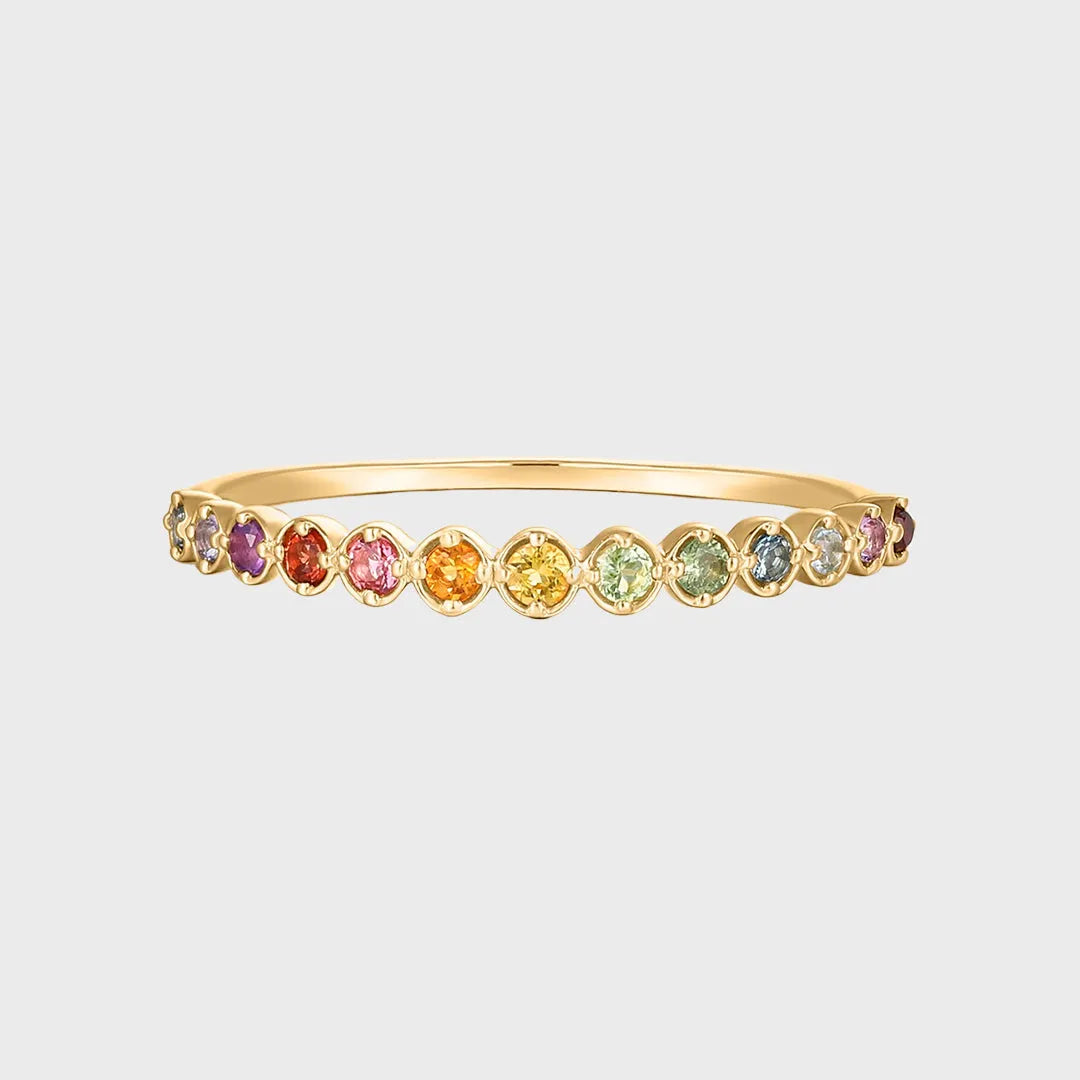 Multicolor Alliance Pavé Ring 14k goud, Objet Dore