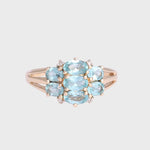 Nadia - Vintage Paraiba Toermalijn & Diamant Cluster Ring 9k goud, Objet Dore