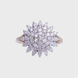 Beau - Vintage Snowflake Diamant Cluster Ring 9k goud