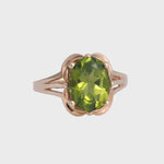 Rosaline - Vintage Ornamental Peridot Solitair Ring 14k goud, Objet Dore