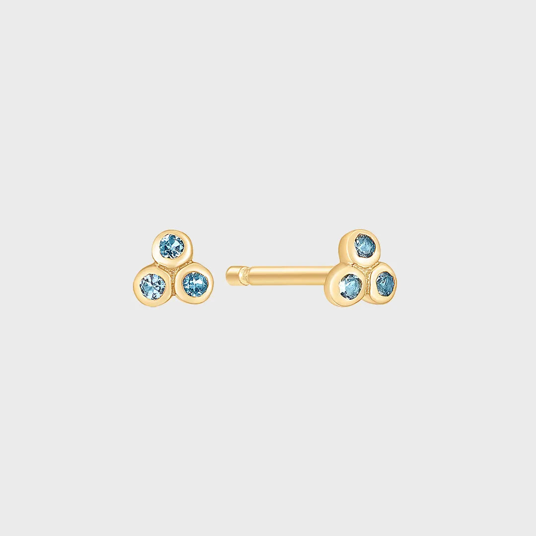 London Blue Topaas Trilogie Stud Piercing 14k goud, Objet Dore