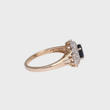Tris - Vintage Double Halo Saffier & Diamant Ring 9k Geelgoud