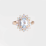 Cato - Vintage Aquamarijn, Opaal & Diamant Ring 9k