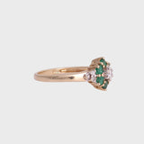 Bella - Vintage Smaragd & Diamant Floral Cluster Ring 9k goud