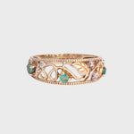 Bobbie - Vintage Smaragd & Diamant Leaves Band Ring 9k goud, Objet Dore