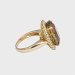 Luxe Fantasy Cut Groengele Citrien & Diamant Entourage Ring 18k goud, Objet Dore