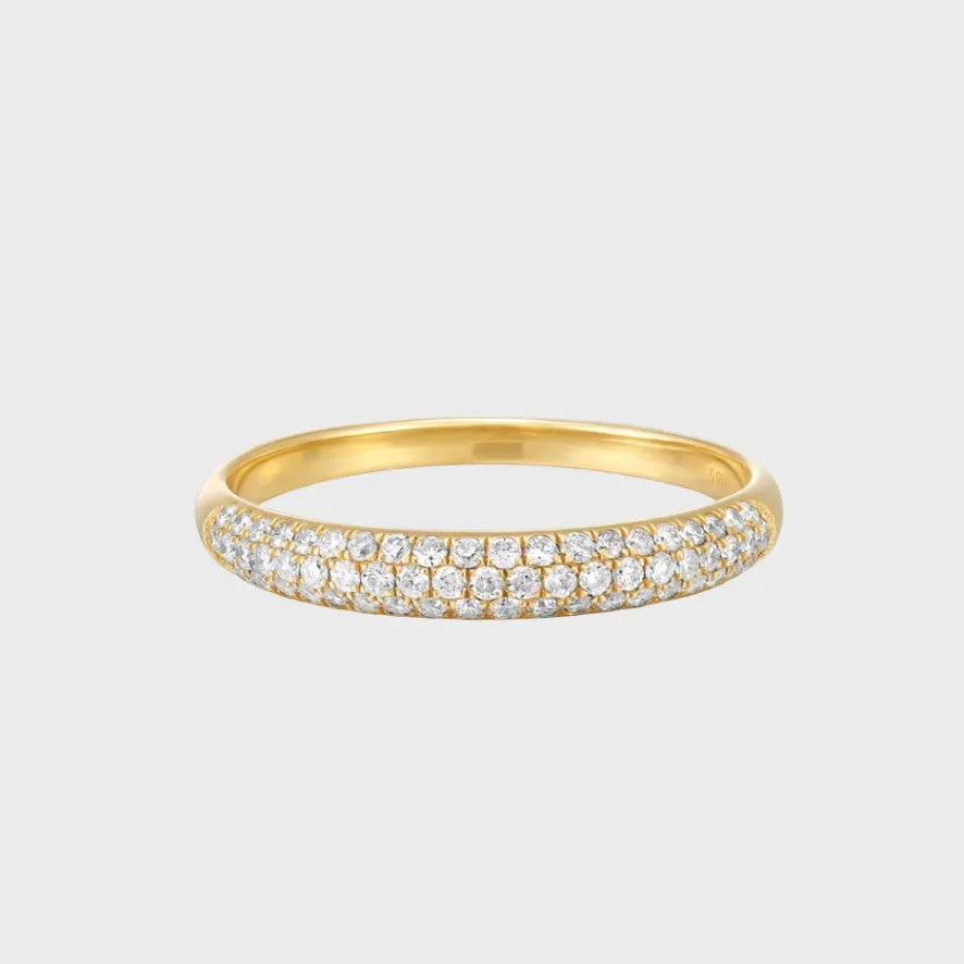 Bold Diamond Dome - Diamant Pavé Ring 14k goud, Objet Dore, Ringen