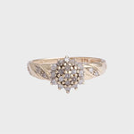 Nikki - Vintage Twisted 0.25ct Light Grey Diamant Cluster Ring 9k goud, Objet Dore