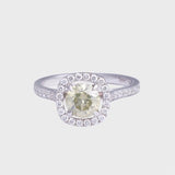 1.2ct Geel Groene Diamant Halo Ring 14k goud