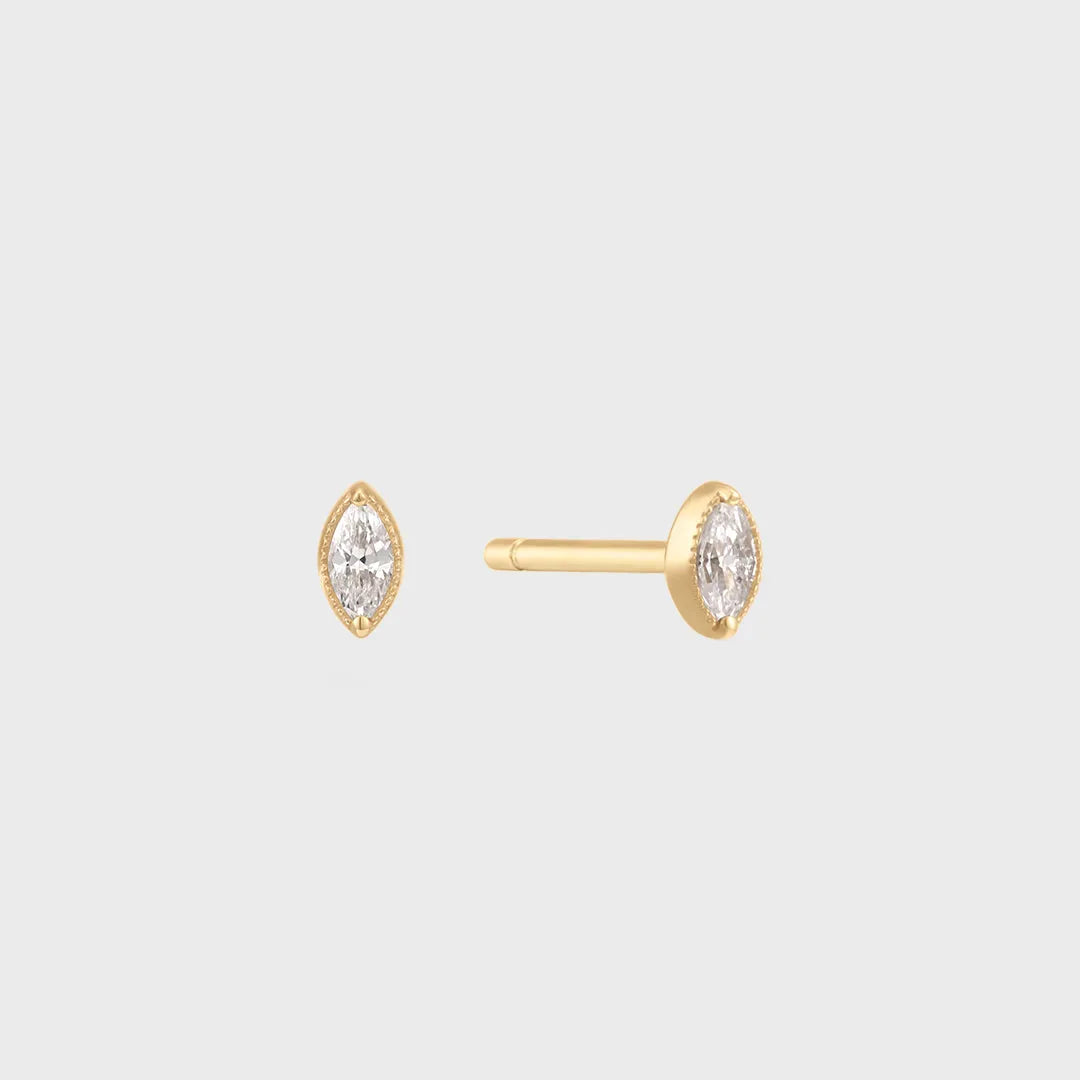 Royal Markies Diamant & Milgrain Stud Piercing 14k geelgoud, Objet Dore