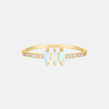 Markies Opaal en Diamant Trilogie Ring 14k goud, Objet Dore