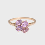 Morgan - Vintage Paarse Saffier & Diamant Cluster Ring 10k goud, Objet Dore