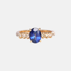 Saffier & Diamant Eye-Catcher Ring 18k goud, Objet Dore