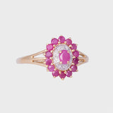 Noa - Vintage Robijn & Diamant Cluster Ring 9k