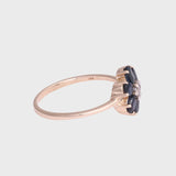 Sacha - Vintage Saffier & Diamant Bloem Cluster Ring 9k goud