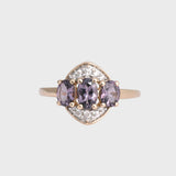 Sage - Vintage Paarse Saffier & Diamant Art Deco ring 10k goud