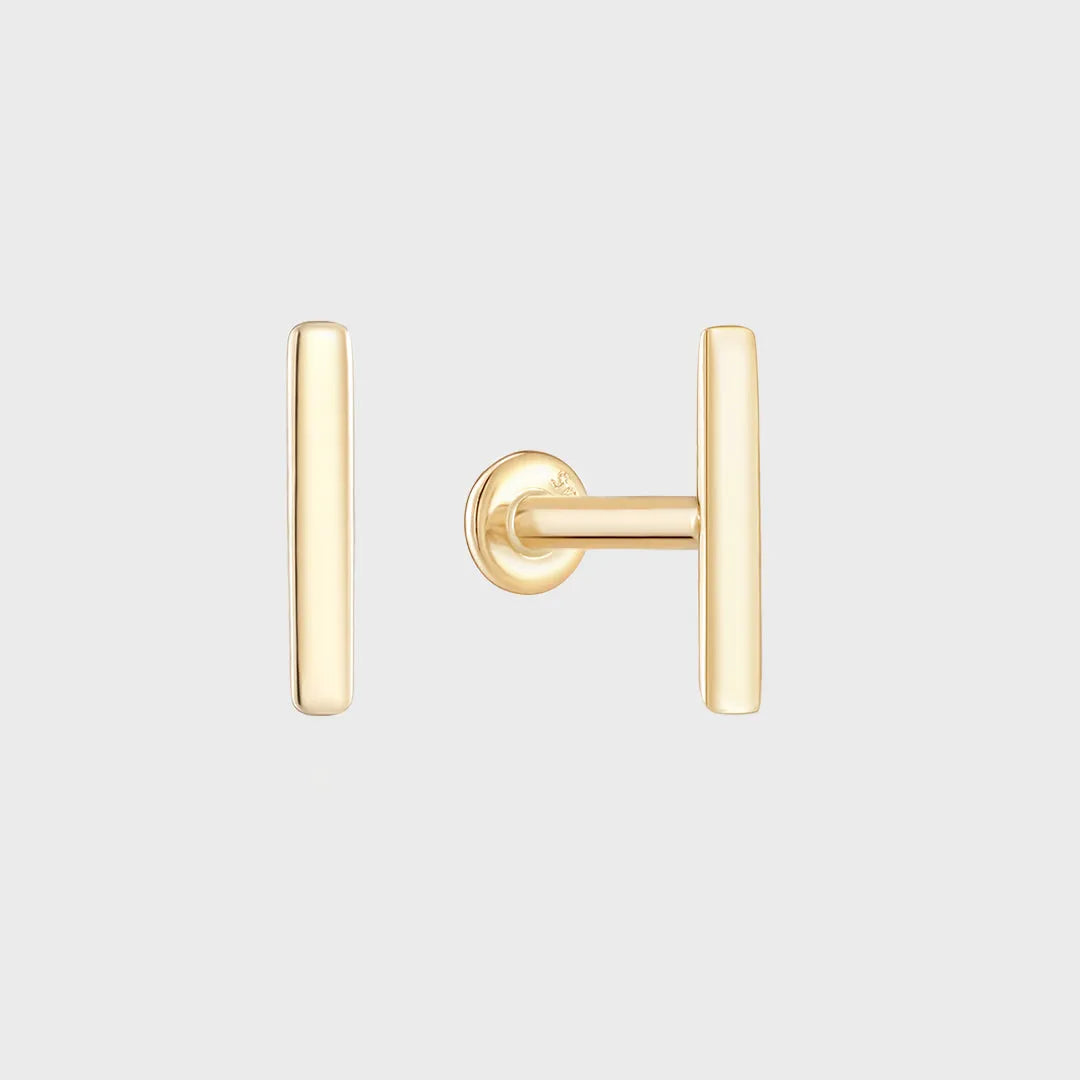 Solid Bar Stud Piercing 14k goud, Objet Dore