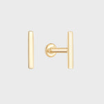 Solid Bar Stud Piercing 14k goud, Objet Dore