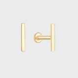 Solid Bar Stud Piercing 14k goud, Objet Dore