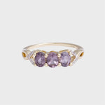 Kylie - Vintage Paarse Spinel Trilogie & Diamant Ring 10k goud, Objet Dore