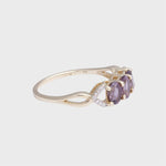 Kylie - Vintage Paarse Spinel Trilogie & Diamant Ring 10k goud, Objet Dore