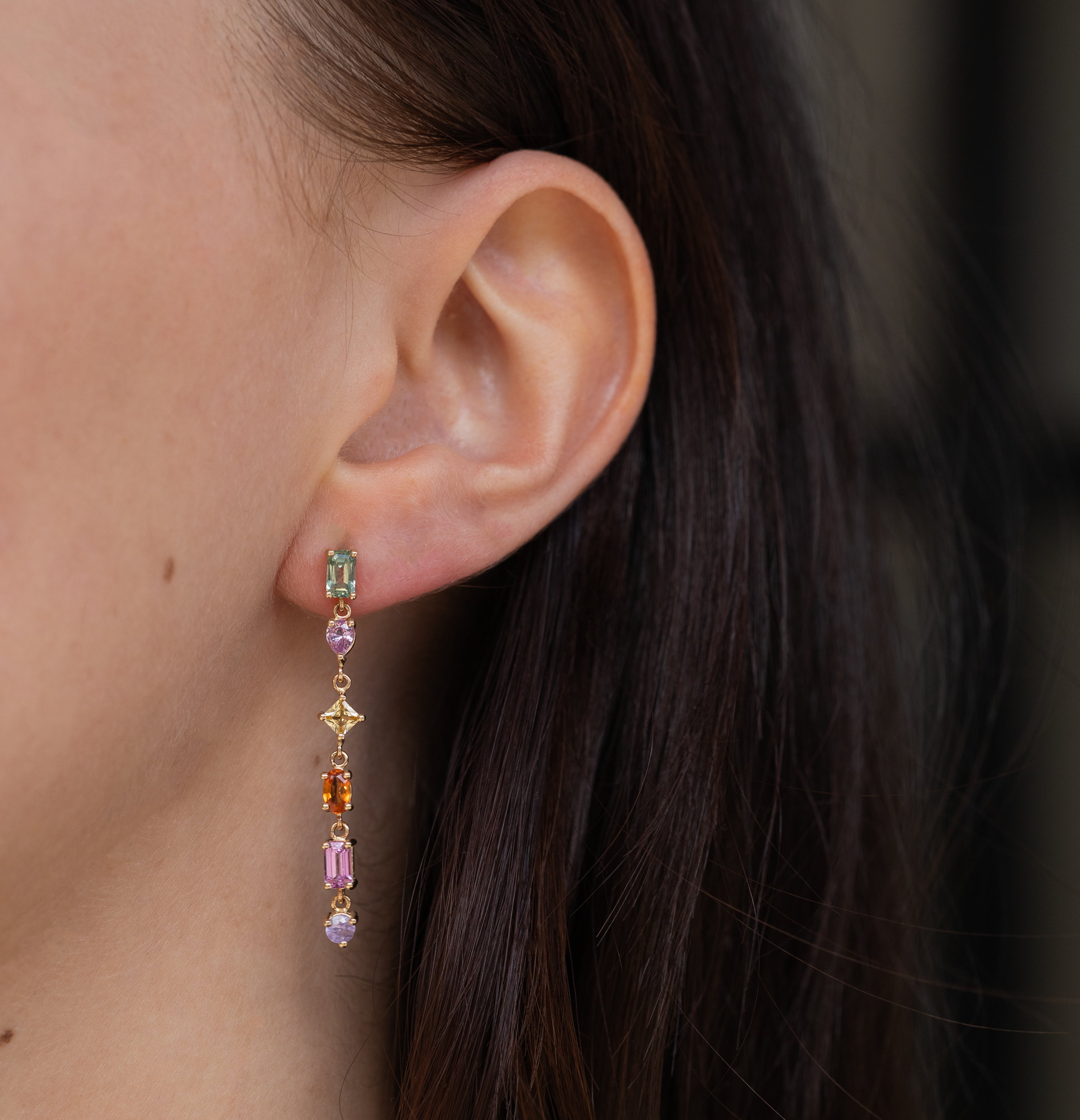 CUSTOM MADE MULTICOLOR SAPPHIRE EARRINGS