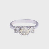 Licht Grijze Diamant Trilogie Ring 14k witgoud, Objet Dore