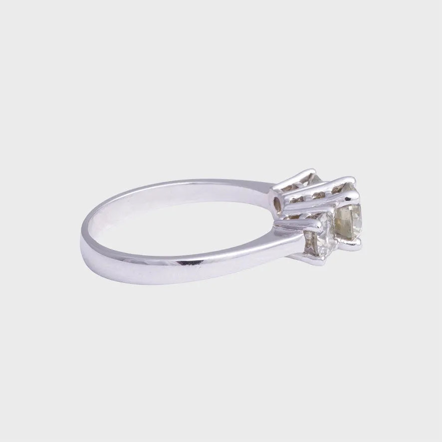 Licht Grijze Diamant Trilogie Ring 14k witgoud, Objet Dore