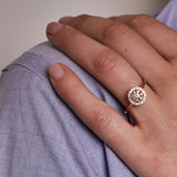 1.2ct Grey-Yellow Solitair Diamant & Diamant Halo Ring 14 karaat goud