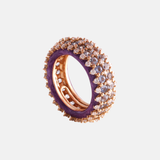 Paarse Emaille, 4.08 ct Saffier & Diamant Eternity ring 18k