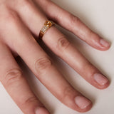 Luna - Vintage 18k Oranje Saffier & Diamant solitair ring, Objet Dore