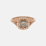 Grijs Prinses Geslepen Diamant Halo Ring 14 karaat goud