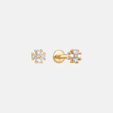 Lucky Clover Diamant Stud Piercing 14k goud