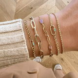 Rolo Link Armband Mint Emaille 14k goud