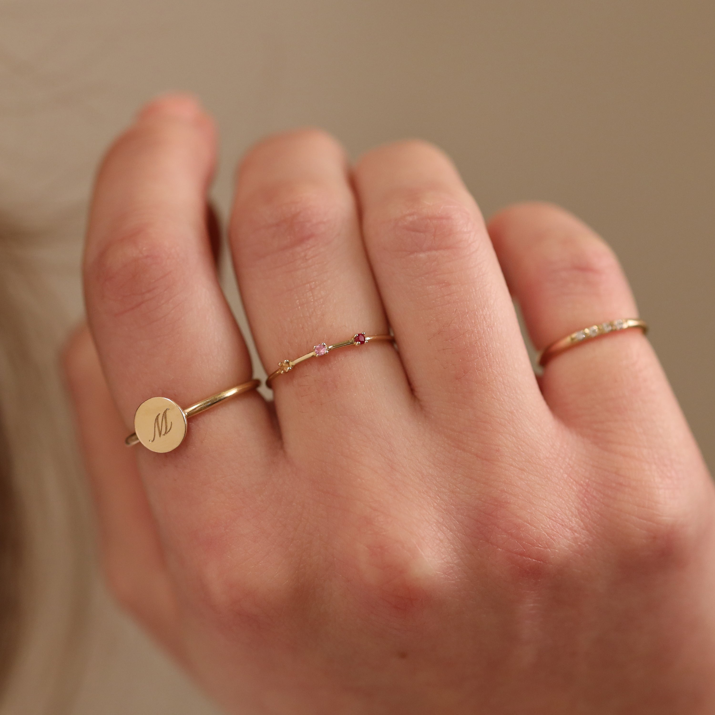 Rainbow Robijn & Saffier Trilogie Ring 14k goud, Objet Dore